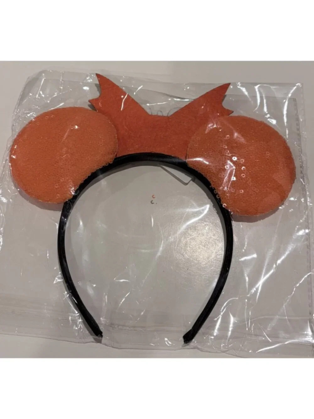 Disney Black/Orange HALLOWEEN BATS MICKEY MOUSE EARS Glittery Sequined Headband